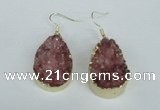 NGE96 20*30mm teardrop druzy agate gemstone earrings wholesale