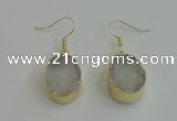 NGE98 15*20mm oval druzy agate gemstone earrings wholesale