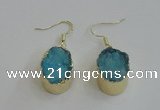 NGE99 15*20mm oval druzy agate gemstone earrings wholesale