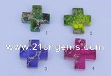 NGP01 5PCS 35*35mm cross dyed imperial jasper pendants wholesale