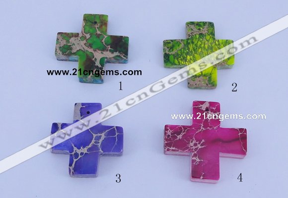 NGP01 5PCS 35*35mm cross dyed imperial jasper pendants wholesale