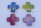 NGP02 5PCS 45*45mm cross dyed imperial jasper pendants wholesale