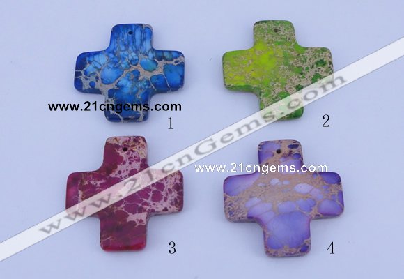 NGP02 5PCS 45*45mm cross dyed imperial jasper pendants wholesale