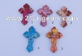 NGP04 5PCS 38*60mm cross dyed imperial jasper pendants wholesale