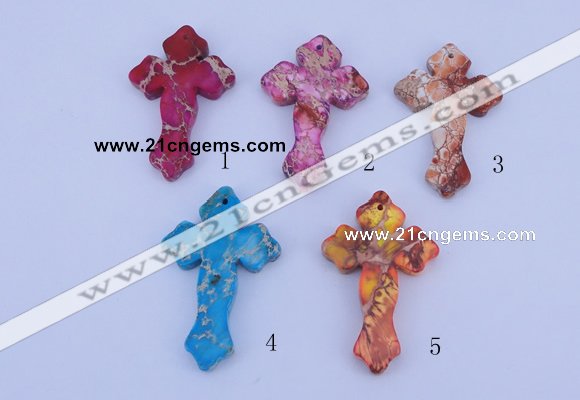 NGP04 5PCS 38*60mm cross dyed imperial jasper pendants wholesale