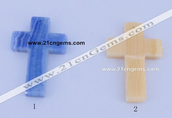 NGP06 5PCS 40*60mm cross blue lace agate pendants wholesale