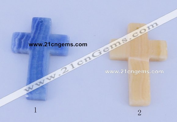 NGP06 5PCS 40*60mm cross blue lace agate pendants wholesale