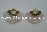 NGP1076 8*40*50mm rose quartz pendants with brass setting