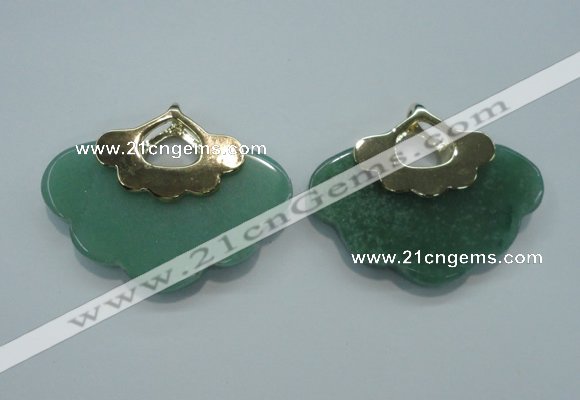 NGP1078 8*40*50mm gree aventurine pendants with brass setting