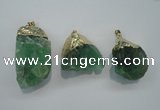 NGP1088 20*30mm - 25*50mm nuggets green fluorite pendants