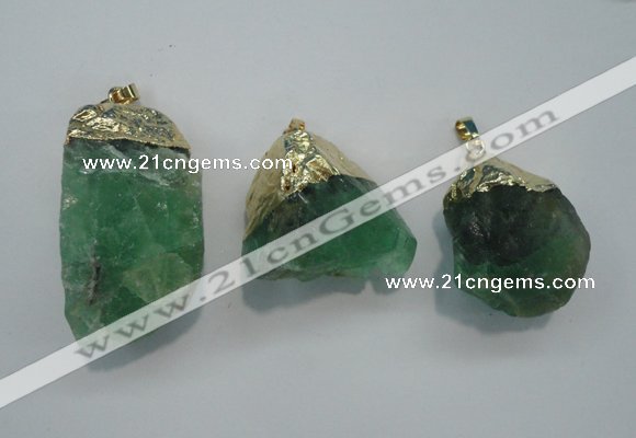 NGP1088 20*30mm - 25*50mm nuggets green fluorite pendants