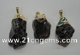 NGP1089 20*30mm - 25*50mm nuggets smoky quartz pendants