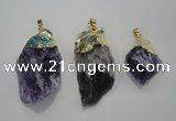 NGP1090 20*30mm - 25*50mm nuggets amethyst gemstone pendants