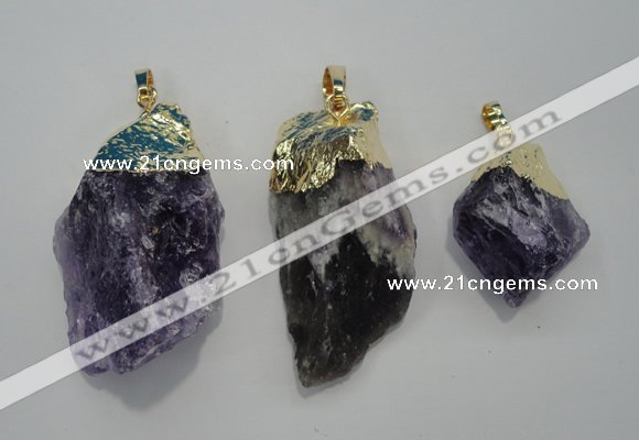 NGP1090 20*30mm - 25*50mm nuggets amethyst gemstone pendants