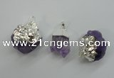 NGP1092 18*25mm - 25*40mm faceted nuggets amethyst pendants