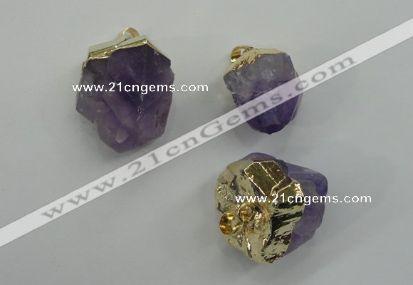 NGP1093 18*25mm - 25*40mm faceted nuggets amethyst pendants