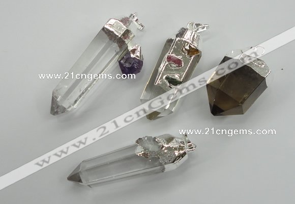 NGP1094 18*40mm - 15*55mm faceted nuggets mixed quartz pendants