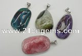 NGP1099 25*30 - 30*45mm freeform druzy agate pendants with brass setting