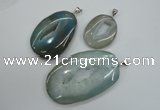NGP1100 30*40 - 50*70mm freeform druzy agate pendants with brass setting