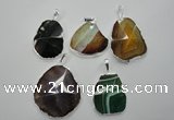 NGP1101 25*35 - 40*50mm freeform druzy agate pendants with brass setting