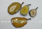 NGP1105 30*40 - 40*55mm freeform druzy agate pendants with brass setting