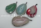 NGP1107 30*40 - 40*55mm freeform druzy agate pendants with brass setting