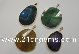 NGP1110 30*40 - 40*50mm freeform druzy agate pendants with brass setting