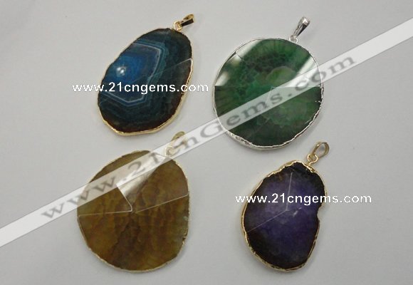 NGP1110 30*40 - 40*50mm freeform druzy agate pendants with brass setting