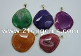 NGP1111 40*50 - 50*55mm freeform druzy agate pendants with brass setting