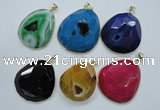 NGP1112 25*30 - 45*55mm freeform druzy agate pendants with brass setting