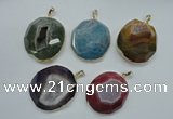 NGP1113 40*45 - 45*50mm freeform druzy agate pendants with brass setting