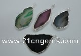 NGP1115 30*40 - 40*65mm freeform druzy agate pendants with brass setting