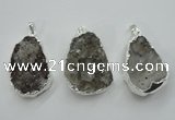 NGP1125 25*40 - 35*45mm freeform druzy agate pendants with brass setting