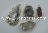 NGP1126 25*30 - 40*50mm freeform druzy agate pendants with brass setting