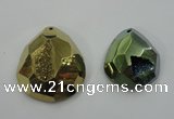 NGP1132 40*45 - 50*55mm faceted teardrop plated druzy agate pendants