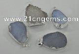 NGP1135 25*35mm - 40*45mm freeform druzy agate pendants with brass setting