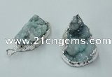 NGP1136 25*35mm - 40*45mm freeform druzy agate pendants with brass setting