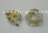 NGP1138 25*35mm - 40*45mm freeform druzy agate pendants with brass setting