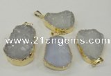 NGP1140 25*35mm - 40*45mm freeform druzy agate pendants with brass setting