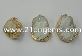 NGP1142 25*35mm - 40*45mm freeform druzy agate pendants with brass setting