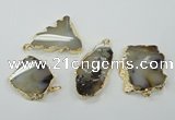 NGP1146 25*35mm - 40*60mm freeform agate pendants with brass setting