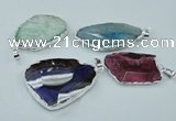 NGP1148 25*35mm - 35*45mm freeform druzy agate pendants with brass setting