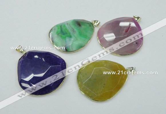 NGP1149 40*50mm - 50*55mm freeform druzy agate pendants with brass setting