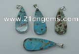 NGP1157 20*40mm - 25*50mm freeform ocean agate pendants with brass setting