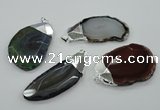 NGP1159 35*50mm - 50*70mm freeform agate pendants with brass setting