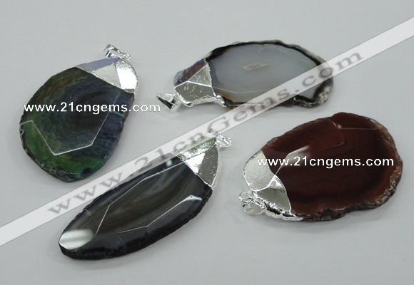 NGP1159 35*50mm - 50*70mm freeform agate pendants with brass setting