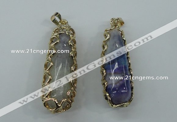 NGP1160 18*60mm - 20*65mm freeform agate pendants with brass setting