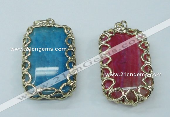 NGP1161 35*60mm freeform agate pendants with brass setting