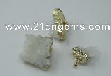 NGP1164 20*30mm - 30*35mm nuggets druzy agate pendants with brass setting