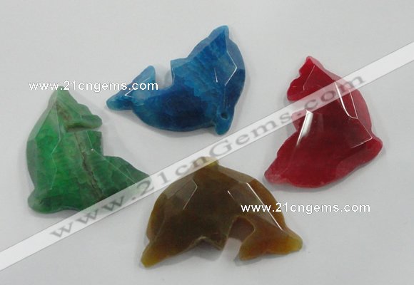 NGP1219 35*55mm carved fish agate gemstone pendants wholesale